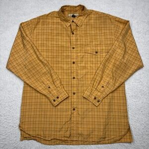 Tommy Bahama Orange Plaid Button Up Long Sleeve Shirt 100% Silk Pocket Men's L